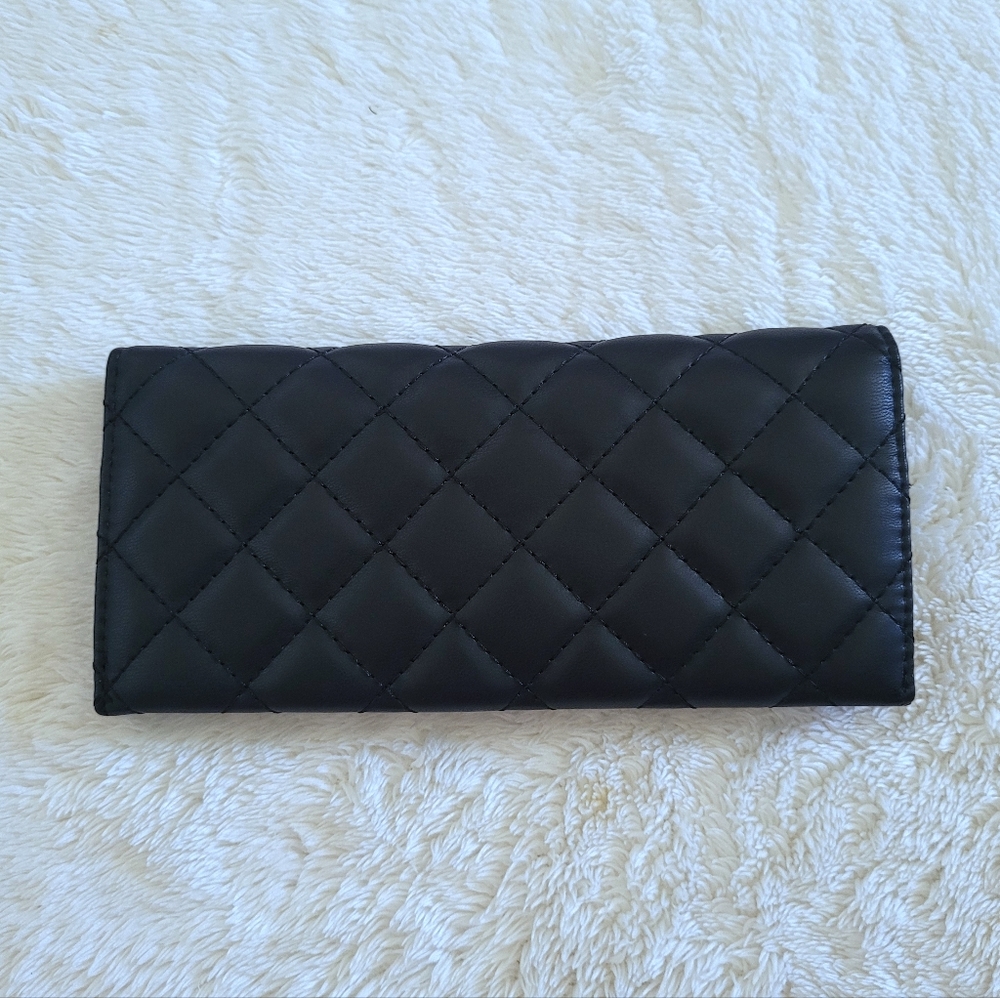 Badgley Mischka Diamond♦️ Quilted Black🖤 Flap Wallet - NWT - Picture 3 of 14